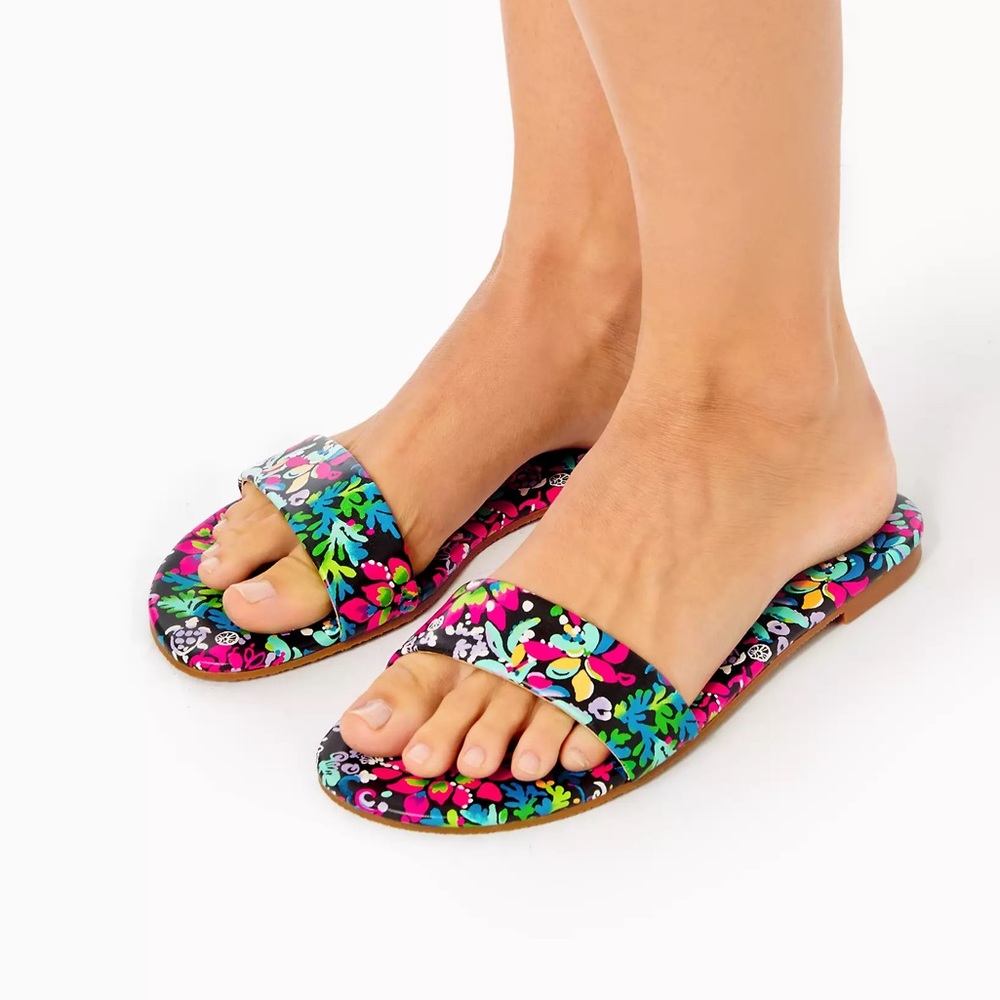 {Lilly Pulitzer} Emery Slide Sandal in Multi Feeling Fintastic Women’s 9 - NWT - Picture 3 of 10